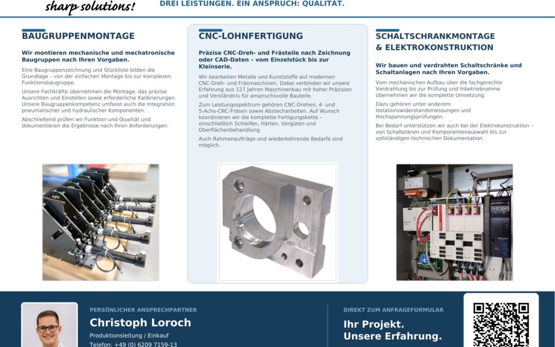 Loroch ist mehr als nur Maschinenbau – Baugruppenmontage, Lohnfertigung, Schaltschrankmontage & Elektrokonstruktion
